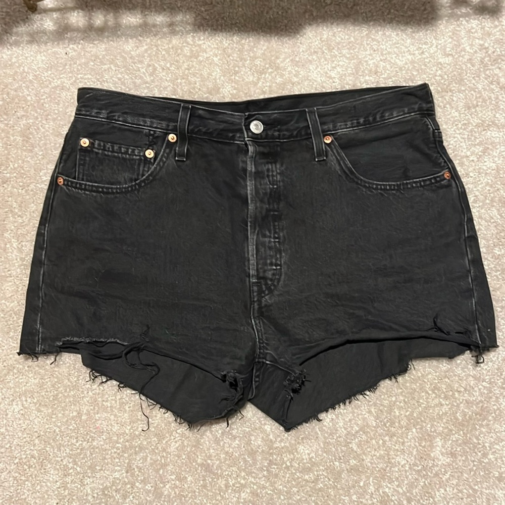 Levis 501 Womens Sz 32 Black High Rise Button Fly Deni…